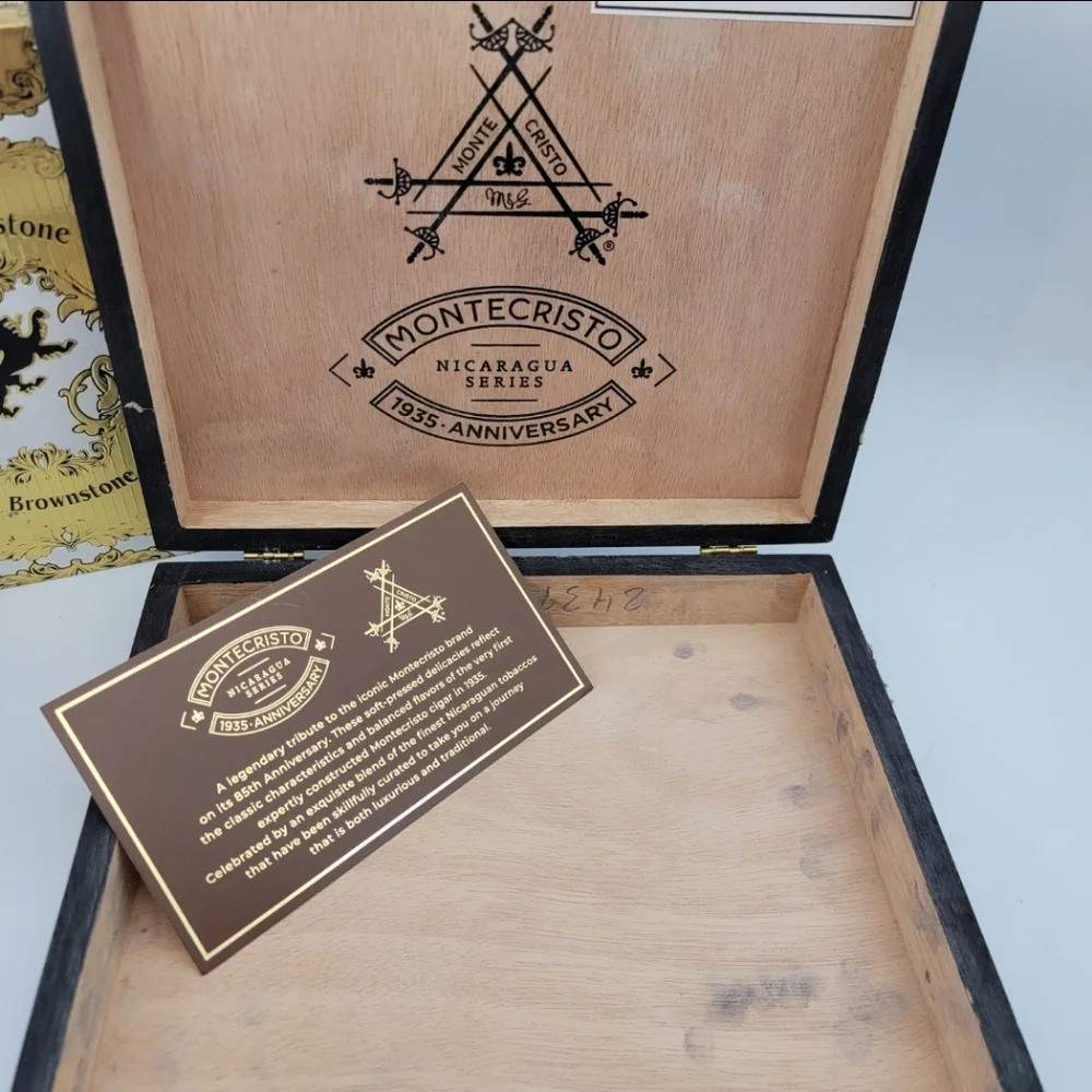 Lot Of 2 Wood Cigar Boxes Empty Organize Decor Mr Brownstone Montecristo DIY